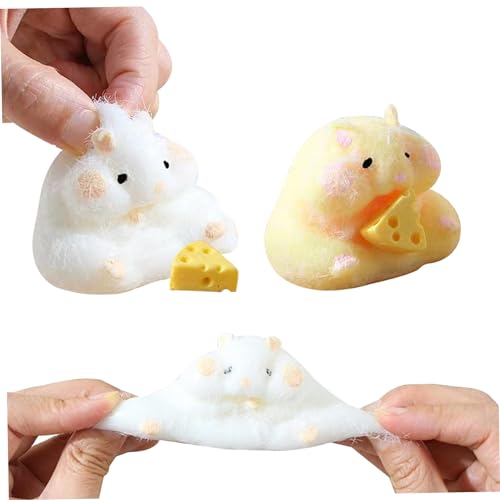 Taba Squishies, Squishies Hamster, 2 PCs Hamsterspielzeug weicher entzückender Stress Relief Spielzeug kleinse Squeeze Hamster Form mit Käse Zappelspielzeug für Teenager Erwachsene (gelb, weiß) von Pesoncarl