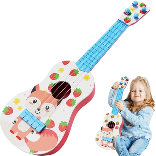 Ukulele für Kinder, Tier-Cartoon-Stil, 4-saitige Kleinkind-Ukulele für Anfänger mit Anleitung und Plektren, stimmbare, frühpädagogische Kindergitarre aus Kunststoff, Geschenke für Kinder, Stil 2 von Pesoncarl