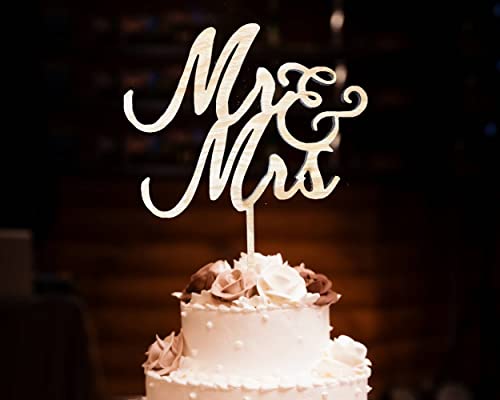 Cake Topper Mr & Mrs Holz Hochzeitstorte Hochzeit Mr Mrs Tortenstecker, Tortefigur Cake Topper Jubiläum Kuchen Dekoration Party Dekoration, Wedding Cake Topper von Pet-Jos