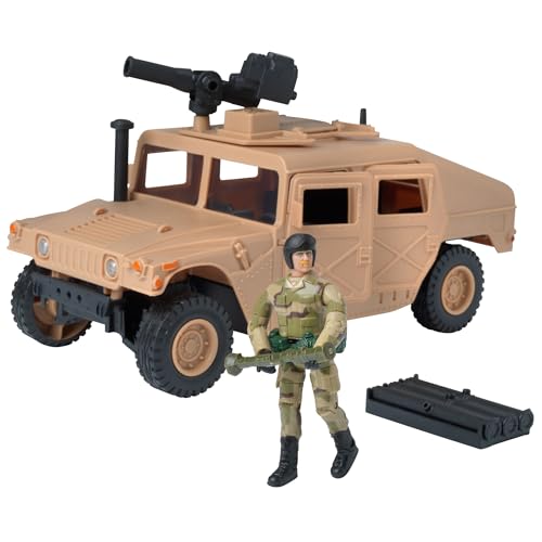 Peterkin World Peacekeeper Wüstenhumvee mit Militärfiguren und Zubehör, Maßstab 1:18, Actionfiguren und Zubehör, 26 cm, ab 3 Jahren von Peterkin