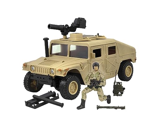 Peterkin World Peacekeeper Wüstenhumvee mit Militärfiguren und Zubehör, Maßstab 1:18, Actionfiguren und Zubehör, 26 cm, ab 3 Jahren von Peterkin