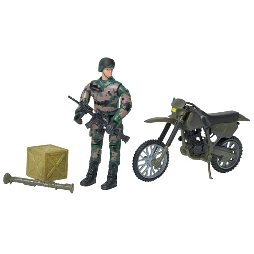 Peterkin World Peacekeeper 9,5 cm große Militärfigur mit Motorrad | Maßstab 1:18 | Actionfiguren & Zubehör | ab 3 Jahren von Peterkin