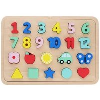 Numbers, Shapes, and Colors Wooden Tray Puzzle von Petit Collage