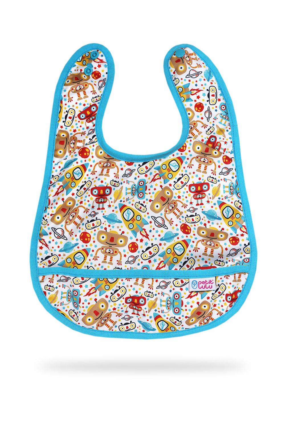 Petit Lulu Lätzchen mit Auffangtasche - Robots Petit Lulu Lätzchen mit Auffangtasche - Robots von Petit Lulu