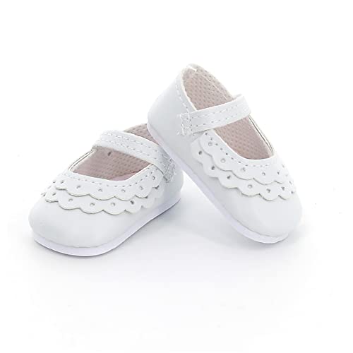 Chaussures à bride coloris blanc avec dentelles pour Minouche 34 cm von Petitcollin