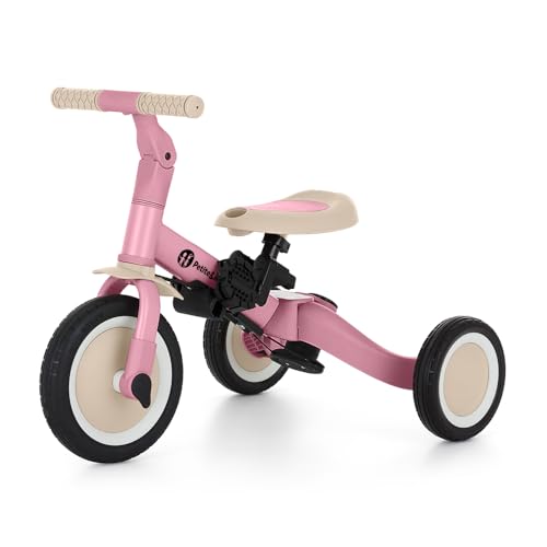 Petite&Mars Multifunktionales 5-in-1-Dreirad Turbo * Fahrrad * Dreirad * Laufrad * Rutschauto * Lauflernfahrzeug (Marshmallow Pink) von Petite&Mars