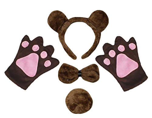 Petitebelle Bär Stirnband Bowtie Schwanz Handschuhe 4pc Partei-Kostüm für Erwachsene Einheitsgröße Braun von Petitebelle