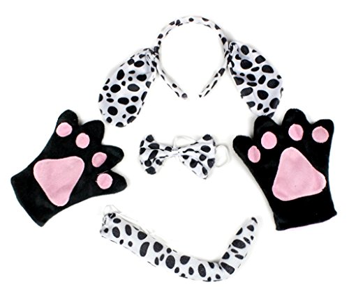 Petitebelle Dalmatians Dog Headband Bowtie Tail Gloves Costume Party for Adult (One Size) von Petitebelle