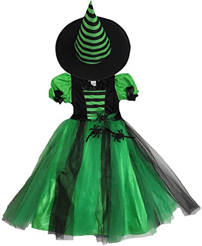 Petitebelle Halloween-Kostüm Spinne Hexe für Kinder, 2–8 Jahre Gr. 110-122, grün von Petitebelle