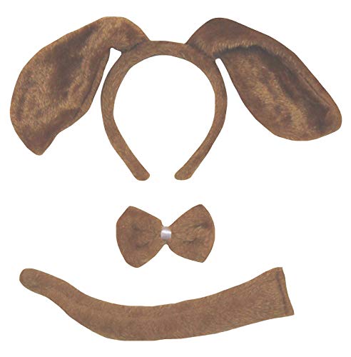 Petitebelle Hund Stirnband Bowtie Schwanz Kinder 3pc Costume Einheitsgröße Brauner Hund von Petitebelle