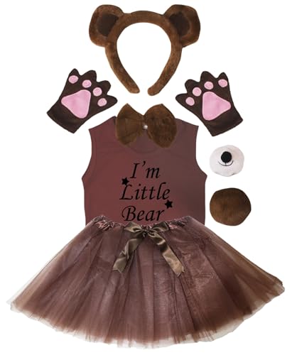 Petitebelle I'm Little Bear Mädchenkostüm, Stirnband, Tutu, Nase, 7-teilig, 1–8 Jahre, Braun/Schwarz, 1–2 Jahre von Petitebelle