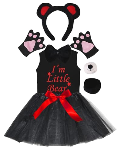 Petitebelle I'm Little Bear Mädchenkostüm, Stirnband, Tutu, Nase, 7-teilig, 1–8 Jahre, Schwarz/Rot, 1–2 Jahre von Petitebelle