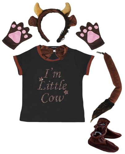 Petitebelle I'm Little Cow Shirt Stirnband Schuhe 6-teiliges Kostüm 1-5 Jahre (Braun, 3-4 Jahre) von Petitebelle