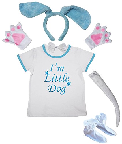 Petitebelle I'm Little Dog Shirt, Stirnband, Krawatte, Handschuh, Schwanz, Schuhe, 6-teiliges Kostüm (blauer Hund, 1–2 Jahre) von Petitebelle