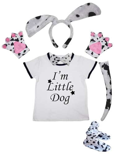 Petitebelle I'm Little Dog Shirt Stirnband Krawatte Handschuh Schwanz Schuhe 6-teiliges Kostüm (Dalmatiner, 1–2 Jahre) von Petitebelle