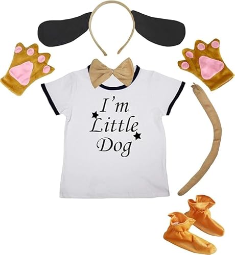 Petitebelle I'm Little Dog Shirt Stirnband Krawatte Handschuh Schwanz Schuhe 6-teiliges Kostüm (Hund, 1–2 Jahre) von Petitebelle