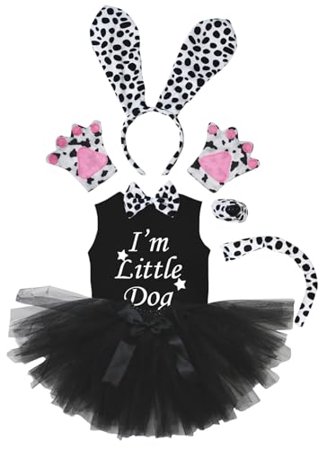 Petitebelle I'm Little Dog Shirt Stirnband Tutu Nase 7-teiliges Mädchen-Kostüm 1-8 Jahre (Dalmatiner, 1-2 Jahre) von Petitebelle