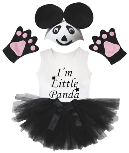 Petitebelle I'm Little Panda Kostüm mit schwarzem Hut, Handschuh, Tutu, Mädchen, 1–8 Jahre, Schwarz, 1–2 Jahre von Petitebelle