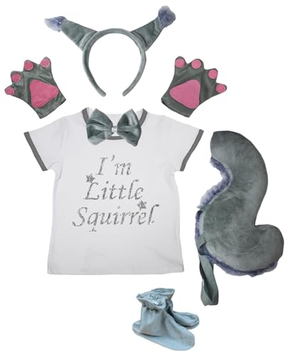 Petitebelle I'm Little Squirrel Shirt, Stirnband, Schuhe, 6-teiliges Kostüm, 1–5 Jahre (grau, 3–4 Jahre) von Petitebelle