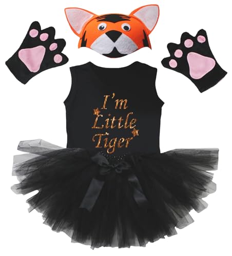 Petitebelle I'm Little Tiger Kostüm für Mädchen, Hemd, Hut, Handschuhe, Tutu, Mädchen, 1–8 Jahre, Orange, 1–2 Jahre von Petitebelle