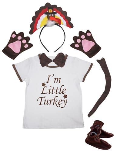 Petitebelle I'm Little Turkey Hemd Stirnband Schuhe 6-teiliges Kostüm 1-5 Jahre (Braun, 3-4 Jahre) von Petitebelle