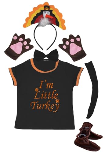 Petitebelle I'm Little Turkey Hemd Stirnband Schuhe 6-teiliges Kostüm 1-5 Jahre (Orange, 1-2 Jahre) von Petitebelle