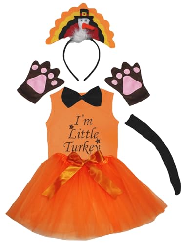 Petitebelle I'm Little Turkey Kostüm für Mädchen, 1 - 8 Jahre, Orange, 4 - 5 Jahre, 6-teilig von Petitebelle