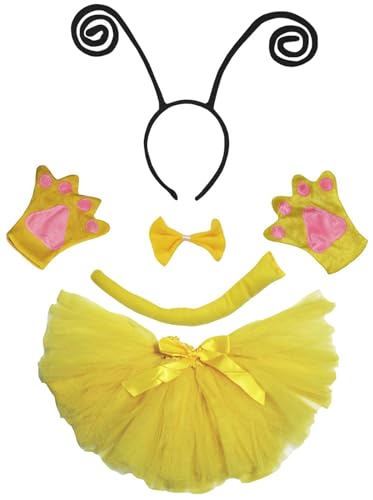 Petitebelle Kreatives Stirnband, Schleife, Schwanz, Handschuhe, Tutu, 5-teiliges Mädchen-Kostüm, 1–10 Jahre, Schwarz, 5–10 Jahre von Petitebelle