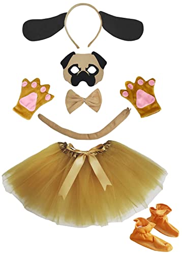 Petitebelle Langohriges Hunde-Stirnband, Handschuhe, Tutu-Schuhe, Maske, 7-teiliges Mädchen-Kostüm, 1–5 Jahre (Hund, Einheitsgröße) von Petitebelle