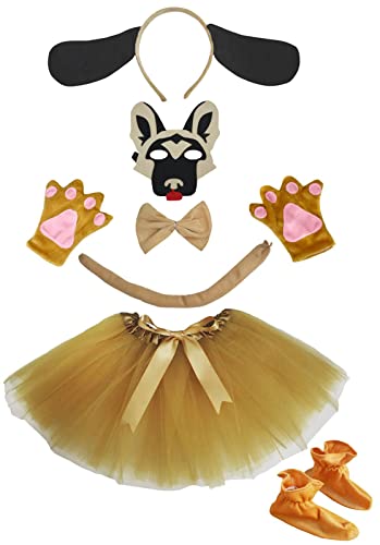 Petitebelle Langohriges Hunde-Stirnband, Handschuhe, Tutu-Schuhe, Maske, 7-teiliges Mädchen-Kostüm, 1–5 Jahre (Hund 1, Einheitsgröße) von Petitebelle