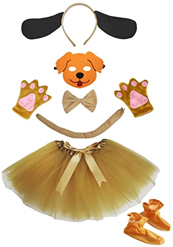 Petitebelle Langohriges Hunde-Stirnband, Handschuhe, Tutu-Schuhe, Maske, 7-teiliges Mädchen-Kostüm, 1–5 Jahre (Hund 2, Einheitsgröße) von Petitebelle