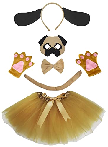 Petitebelle Langohriges Hunde-Stirnband, Schleife, Schwanz, Tutu-Maske, 6-teiliges Mädchen-Kostüm, 1–5 Jahre (Hund, Einheitsgröße) von Petitebelle