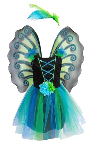 Petitebelle Pfauenprinzessin-Kostüm, Kleid, 2–8 Jahre (Schwarz/Grün/Blau, 2–4 Jahre) von Petitebelle