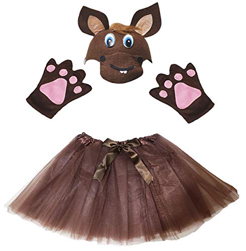 Petitebelle Pferde-Kostüm, harte Mütze, Handschuhe, braunes Tutu, 3-teiliges Mädchen-Kostüm, 1–8 Jahre (5–8 Jahre) von Petitebelle