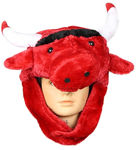 Petitebelle Red Cow Bull Animal Warm Hat Halloween Costume Unisex Children Adult (One Size) von Petitebelle