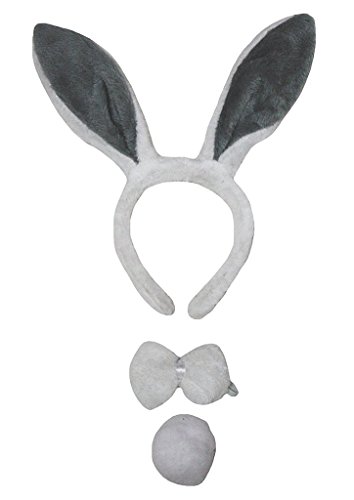 Petitebelle Stirnband Bowtie Schwanz 3pc Costume (Hase [weiß/grau], Einheitsgröße) von Petitebelle