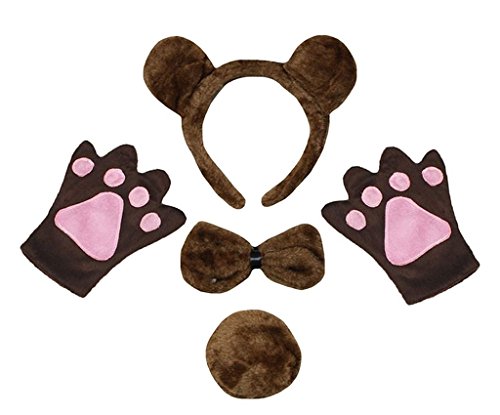 Petitebelle Stirnband Bowtie Schwanz Handschuhe 4pc Kostüm Einheitsgröße Braunbär von Petitebelle