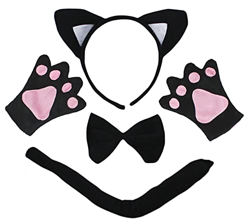 Petitebelle Stirnband Bowtie Schwanz Handschuhe 4pc Kostüm Einheitsgröße Schwarze Katze von Petitebelle