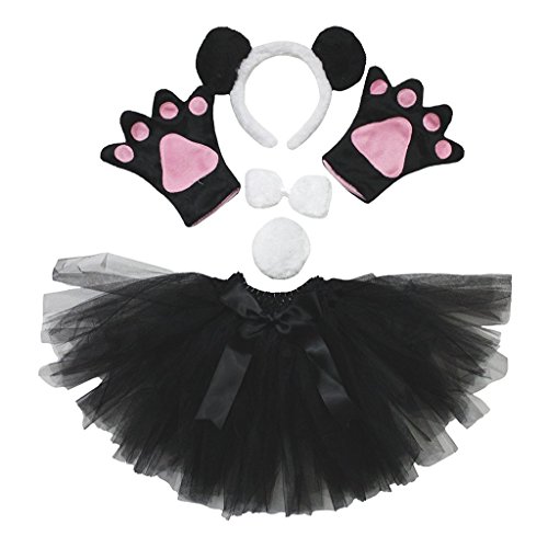 Petitebelle Stirnband Bowtie Schwanz Handschuhe Rock Unisex Adult 5pc Kostüm Einheitsgröße Panda von Petitebelle