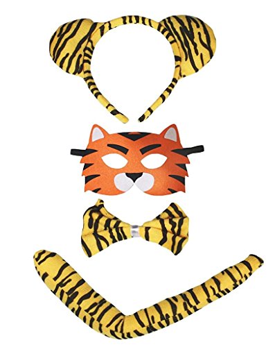 Petitebelle Stirnband Bowtie Schwanz Maske 4pc Kostüm Einheitsgröße Tiger von Petitebelle