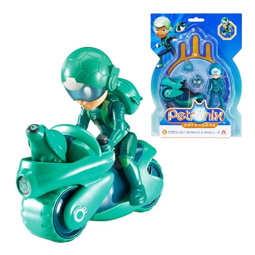 Petronix Defenders EU820030 - Tim Actionfigur & Pet Shell-E, ca. 8 cm große Spielfigur für Kinder mit tierischem Begleiter, inkl. Haustiermobil und Rucksack von AlphaToys