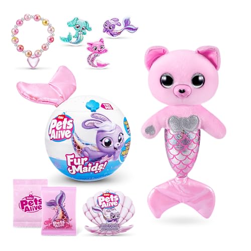 Pets Alive Furmaids by ZURU Mermaid Plush Interactive Lights Sounds Girls Toy (Pink Kitten) von Pets Alive