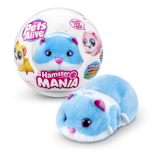 Pets Alive Hamster Mania von ZURU, Blue Hamster, Pet Nurture, Kuscheltier, Real Alive, 20+ Sounds Interaktiv, Elektronisches Haustier, (Blau) von Pets Alive