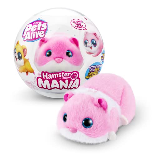 Pets Alive Hamster Mania von ZURU, Pink Hamster, Pet Nurture, Kuscheltier, Real Alive, 20+ Sounds Interaktiv, Elektronisches Haustier, (Pink) von Pets Alive