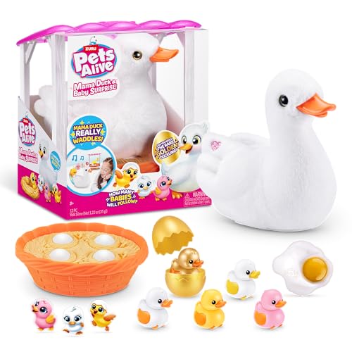 Pets Alive Mama Duck & Baby Surprise von ZURU Fürsorgliches Spielen Überraschung Schlüpfen Interaktiv Mädchen Spielzeug, Pink von Pets Alive