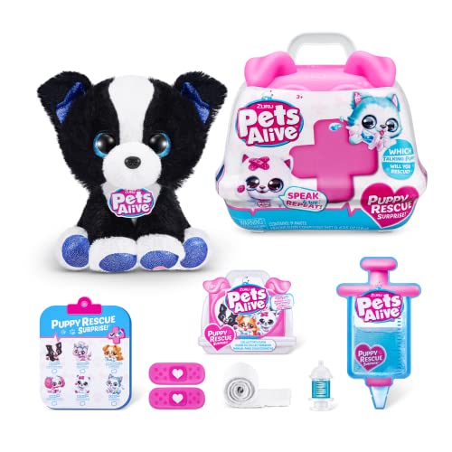 Pets Alive Pet Shop Surprise Series 3 Puppy Rescue von ZURU, Border Collie, Nurture Play, Kuscheltier auspacken, heilen, adoptieren, interaktiv von Pets Alive