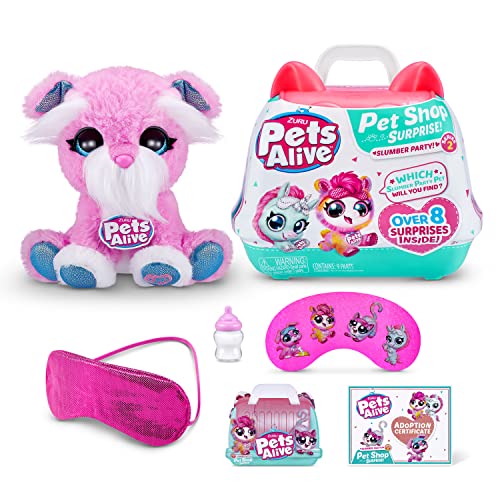 Pets Alive Pet Shop Surprise - Spielset Tierhandlung Serie 2 Pyjamaparty Welpe, Interaktives Plüschstier mit elektronischer Sprech- und Wiederholungsfunktion von Pets Alive