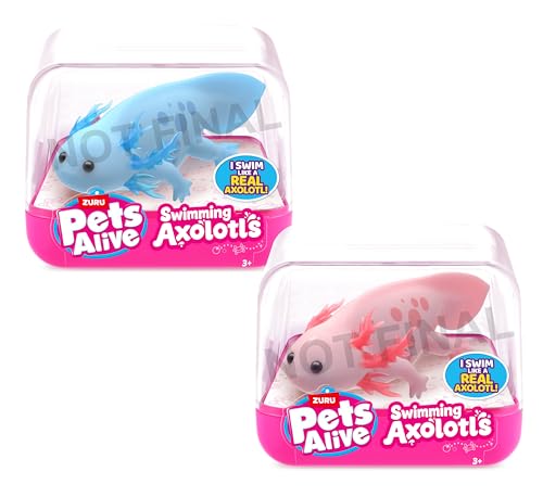 Pets Alive Swimming Axolotls von ZURU (2 Pack), schwimmender Roboter-Axolotl, elektronisches Haustier, Sommerspielzeug für den Pool, Badespielzeug. von Pets Alive