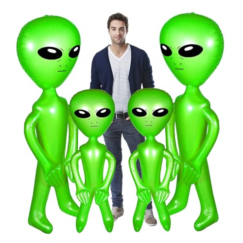 Aufblasbare außerirdische Ausblasballons kein Leck PVC Alien Spielzeug lustige realistische außerirdische Partydekorationen für Halloween -Geburtstagsfeier -Lieferungen 4pcs 66,93 Zoll 33,46 Zoll von Pettaku