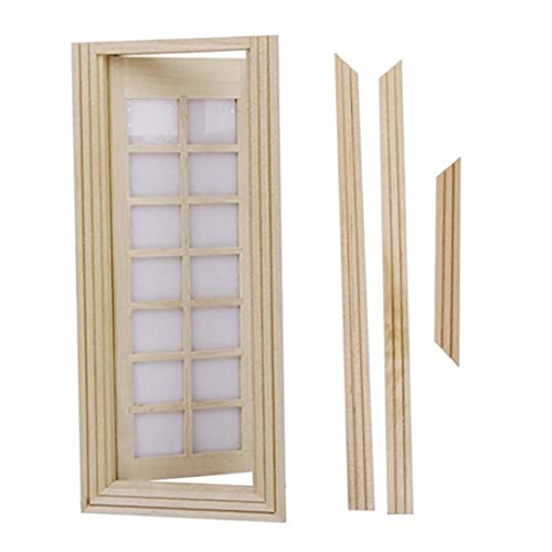 Miniaturholz-Holztür 6-Schleier-einzelne Türfenster 1/12 Puppenhaus DIY Decor Accessoire 1 Set von Pettaku